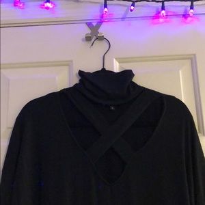 Express criss-cross chest high neck top